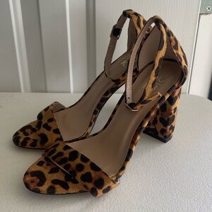 Yoki leopard print vegan leather chunky heel